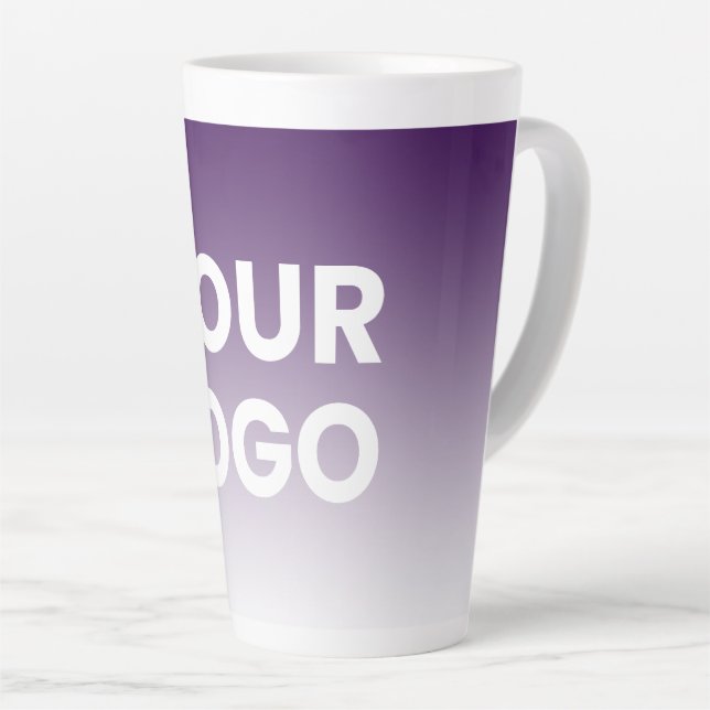 Any Colour Background | White Gradient & Your Logo Latte Mug (Right Angle)
