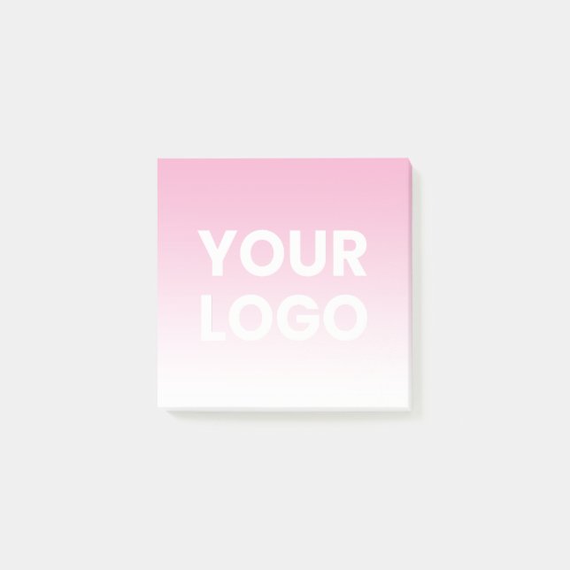 Any Colour Background | White Gradient & Your Logo Post-it Notes (Front)