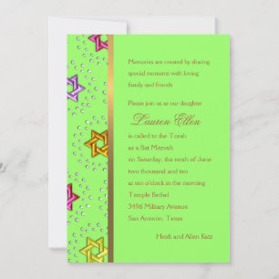 Any Colour Bat Mitzvah Multi Stars of David Invitation