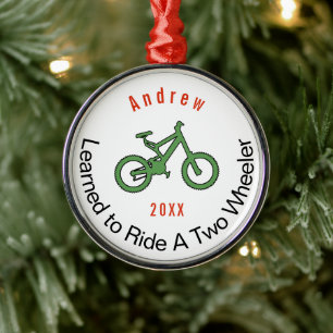 Any Colour Bicycle Learned to Ride Two Wheeler Metal Ornament