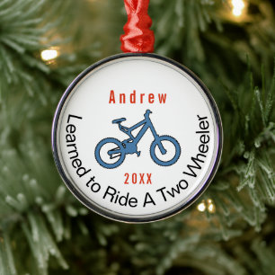 Any Colour Bicycle Learned to Ride Two Wheeler Metal Ornament