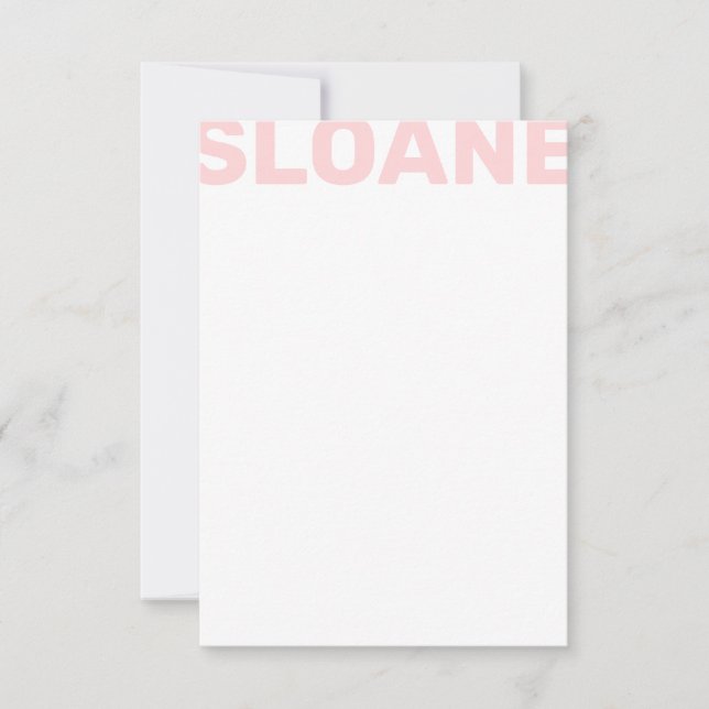 Any Colour Block Name Personalised Note Card (Front)