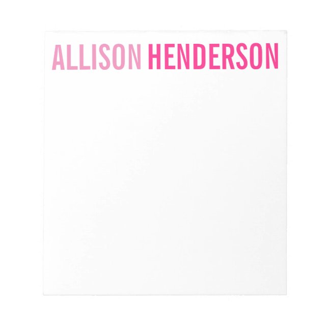 Any Colour - Block Name Personalised Notepad (Front)