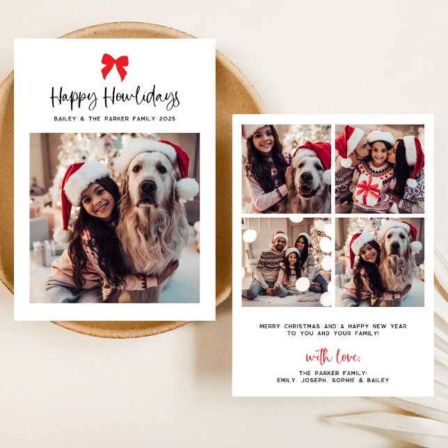 Any Colour Bow | Happy Howlidays with Pet Photo Holiday Card (Creator Uploaded)
