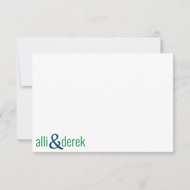 Any Colour - Couples Block Personalised Note Cards (Front)
