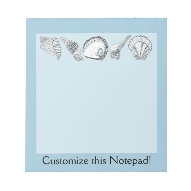Any Colour Customisable Seashells Notepad (Front)