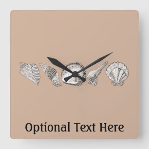 Any Colour Customisable Seashells Square Wall Clock