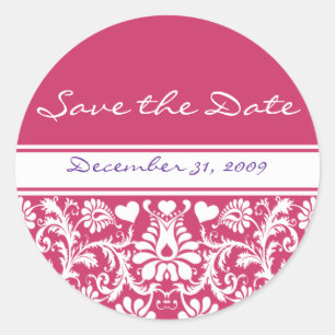 Any Colour Damask Vintage Floral Wedding Classic Round Sticker