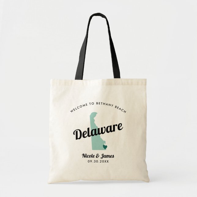 Any Colour Delaware Map Wedding Welcome Bag (Front)