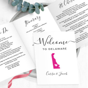 Any Colour Delaware Wedding Welcome Bag Itinerary Tri-Fold Programme