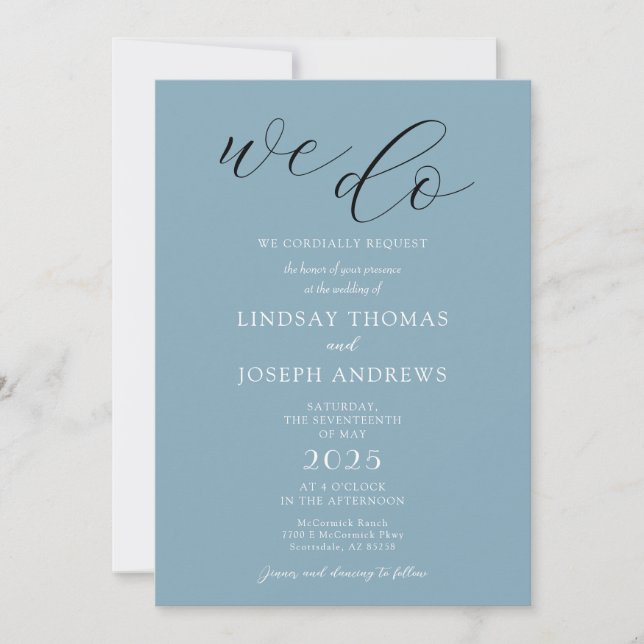 Any Colour Elegant Modern Simple Wedding Invitatio Invitation (Front)