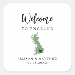 Any Colour England UK Wedding Welcome Bag Square Sticker