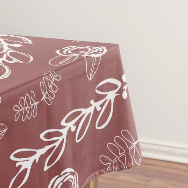 Any Colour Floral Garland Swirl Cotton Tablecloth (In Situ)