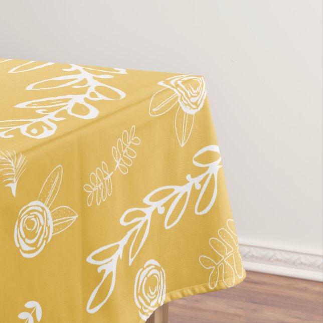 Any Colour Floral Garland Swirl Cotton Tablecloth (In Situ)