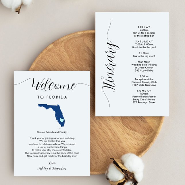 Any Colour Florida Wedding Welcome Letter Itinerar (Creator Uploaded)