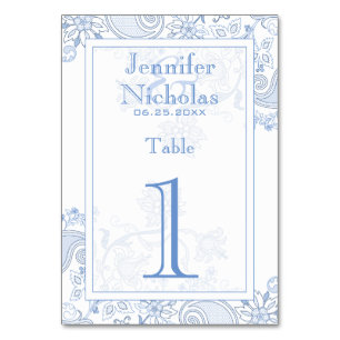 Any Colour Flowers & Foliage Lacy Doodle Wedding Table Number