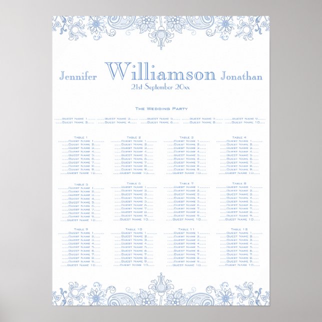 Any Colour Flowers - Foliage Wedding Seating Chart (Front)