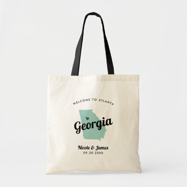 Any Colour Georgia Wedding Welcome Bag, Tote Bag (Front)