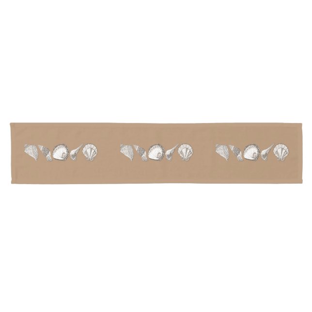 Any Colour Hand Drawn Sea Shells Short Table Runner (Horizontal)