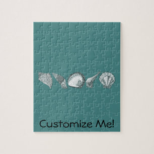 Any Colour Hand Drawn Seashell Collection Jigsaw Puzzle