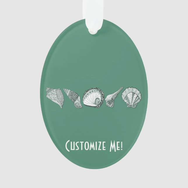 Any Colour Hand Drawn Seashell Collection Ornament (Front)