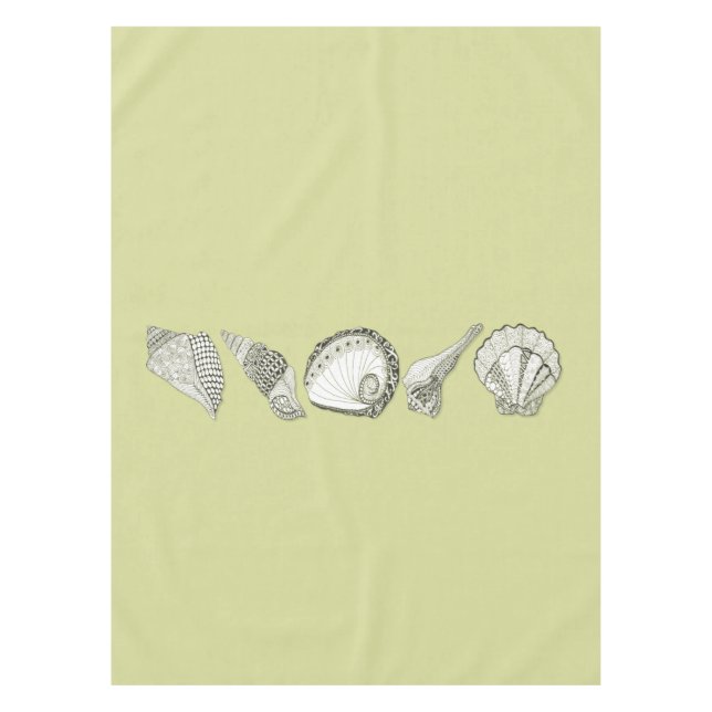Any Colour Hand Drawn Seashell Collection Tablecloth (Front)