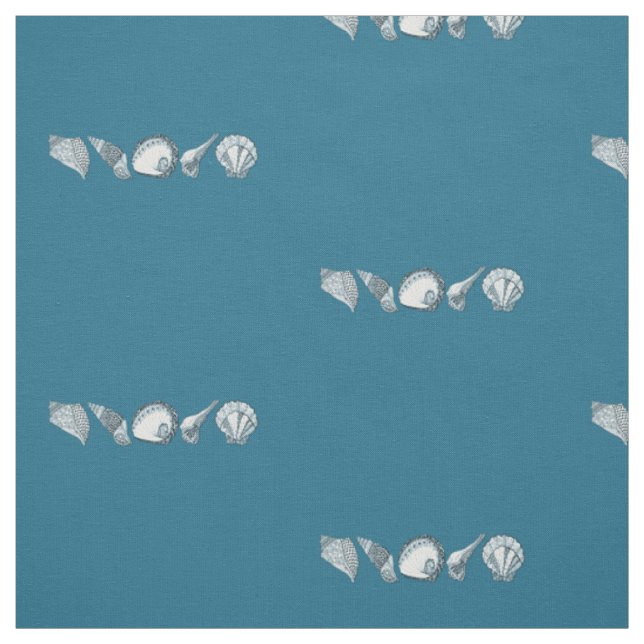 Any Colour Hand Drawn Seashells Fabric (Swatch)