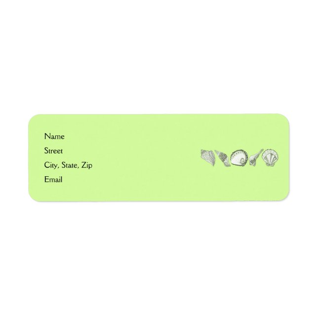 Any Colour Hand Drawn Seashells Return Address Label (Front)