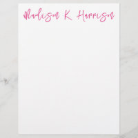 Any Colour Handwritten Script Name Letterhead Pape
