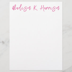 Any Colour Handwritten Script Name Letterhead Pape