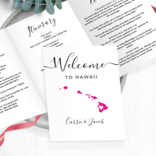 Any Colour Hawaii Wedding Welcome Bag Itinerary Tri-Fold Programme