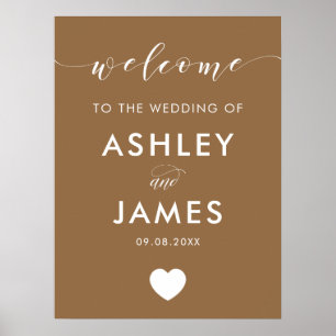 Any Colour Heart Wedding Welcome Sign, Kraft Brown Poster