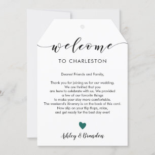 Any Colour Heart Wedding Welcome Tag Itinerary