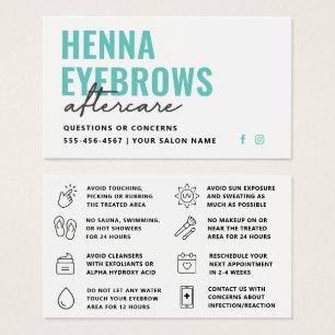 Any Colour Henna Brows Brows Tint  Aftercare Card