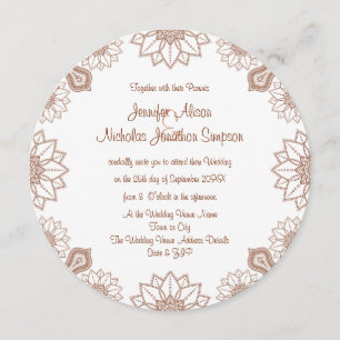 Any Colour Henna Mandala Style Pattern Wedding Invitation