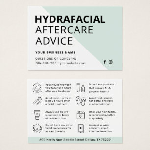 Any Colour HydraFacial Aftercare Instructions Card