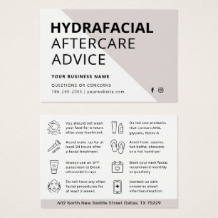 Any Colour HydraFacial Aftercare Instructions Card