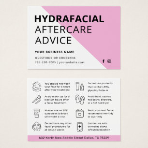 Any Colour HydraFacial Aftercare Instructions Card