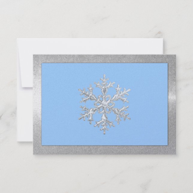 Any Colour Icy Snowflakes Holiday Party RSVP Card (Front)