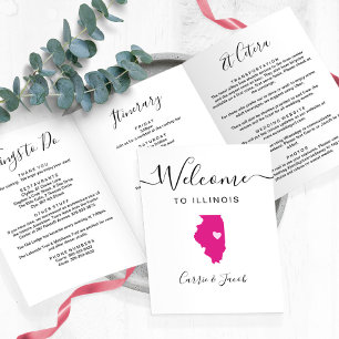 Any Colour Illinois Wedding Welcome Bag Itinerary Tri-Fold Programme