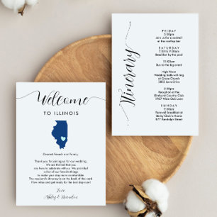 Any Colour Illinois Wedding Welcome Note Itinerary