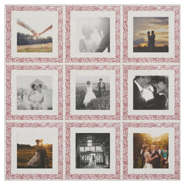 Any Colour Indian Vine 9 Photo Personalised Fabric (Swatch)