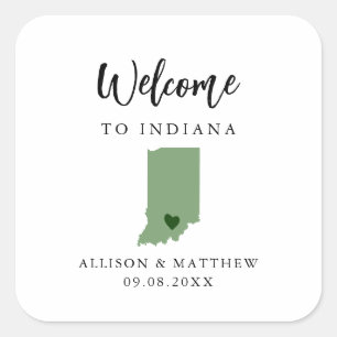 Any Colour Indiana Wedding Welcome Bag or Box Square Sticker