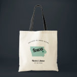 Any Colour Iowa Map Wedding Welcome Bag, Tote Bag<br><div class="desc">Wedding weekend welcome gift bag for out of town guests to your wedding, featuring image of Iowa. You may edit the colours for any part of this design, as well as move the heart to the location of your wedding. To change colours, click personalise and then "edit using the design...</div>