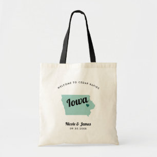 Any Colour Iowa Map Wedding Welcome Bag, Tote Bag