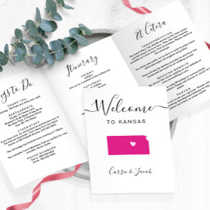 Any Colour Kansas Wedding Welcome Itinerary Letter Tri-Fold Programme