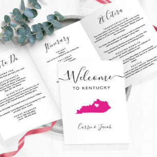 Any Colour Kentucky Map Wedding Welcome Itinerary Tri-Fold Programme