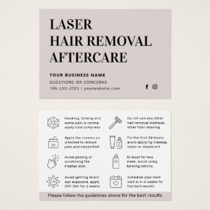 Any Colour Laser Hair Removal IPL Aftercare Card