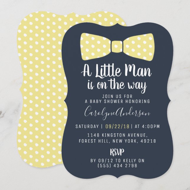 Any Colour Little Man Bow Tie Baby Shower Invitation (Front/Back)