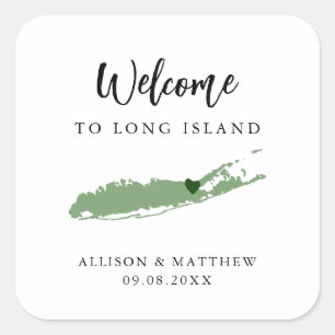 Any Colour Long Island Wedding Welcome Bag or Box Square Sticker